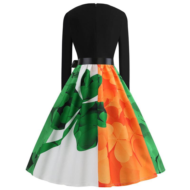 Shamrock St Patrick's Day Pattern Print Women Long Robe