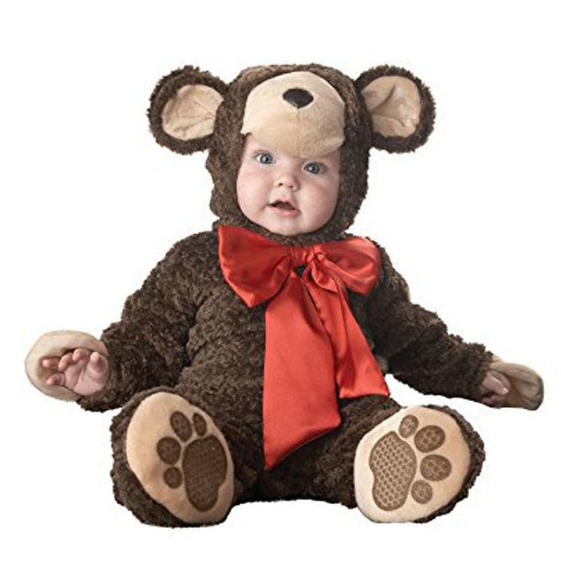 Fur Stuff Bear Printed Dress For Baby Boy In Maroon Color main image 1