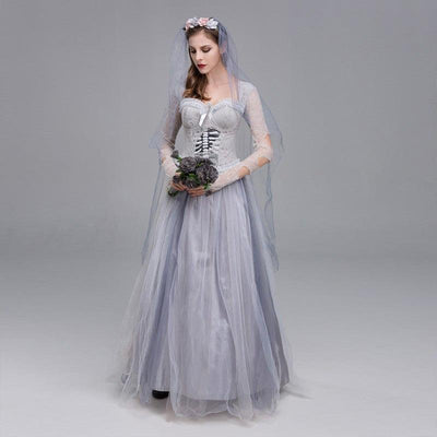 Adult Gray Halloween Ghost Bride Costume - animeccos.com