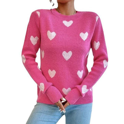 Pink Valentine's Day Women’s Heart Sweater - animeccos.com