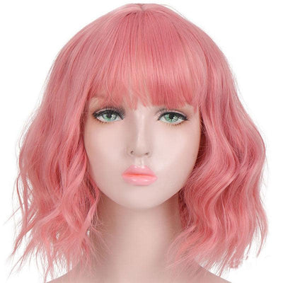 Women’s Pink Short Wavy Wig - animeccos.com