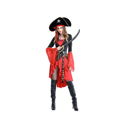 Aldult Women's Pirate Captain Red Dress Costume - animeccos.com