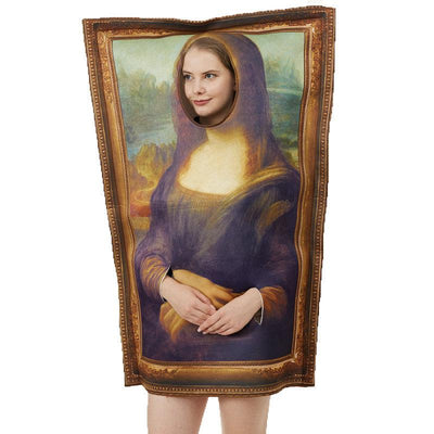 Funny Mona Lisa Mural Costumes Props for Adult Unisex Sponge Jumpsuit Halloween Classic Carnival Fancy Dress Up Party - animeccos.com