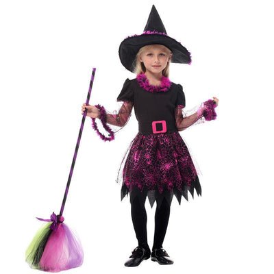 Halloween Witch Costume Black Dress For Girls - animeccos.com