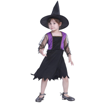 Kids Purple And Black Witch Costumes Dress - animeccos.com