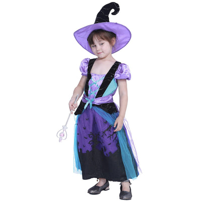 Witch Costumes Outfit Purple Dress For Kids - animeccos.com