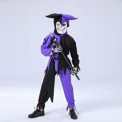 Purple Scary Jester Kids Costume - animeccos.com