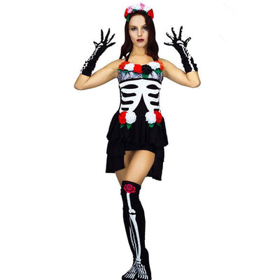 Women Skeleton Halloween Costume Dress - animeccos.com