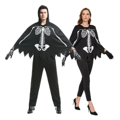 Adult Halloween Black Death Skull Couple Costume - animeccos.com