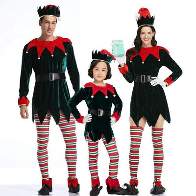 Adult Kids Elf Outfit Christmas Family Costumes - animeccos.com