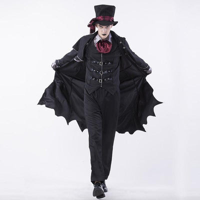 Adult Vampire Costume Men Black Halloween Cosplay Outfit - animeccos.com