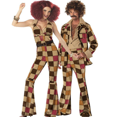 Couples Costume Adult Retro 70s Disco Cosplay Outfit - animeccos.com