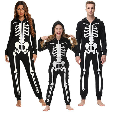 Skeleton Halloween Parent-Child Pajamas Funny Family Costumes - animeccos.com